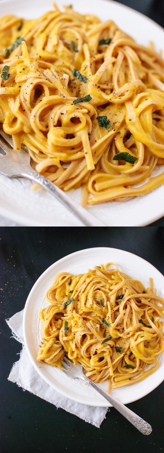 Creamy (vegan! Butternut Squash Linguine with Fried Sage