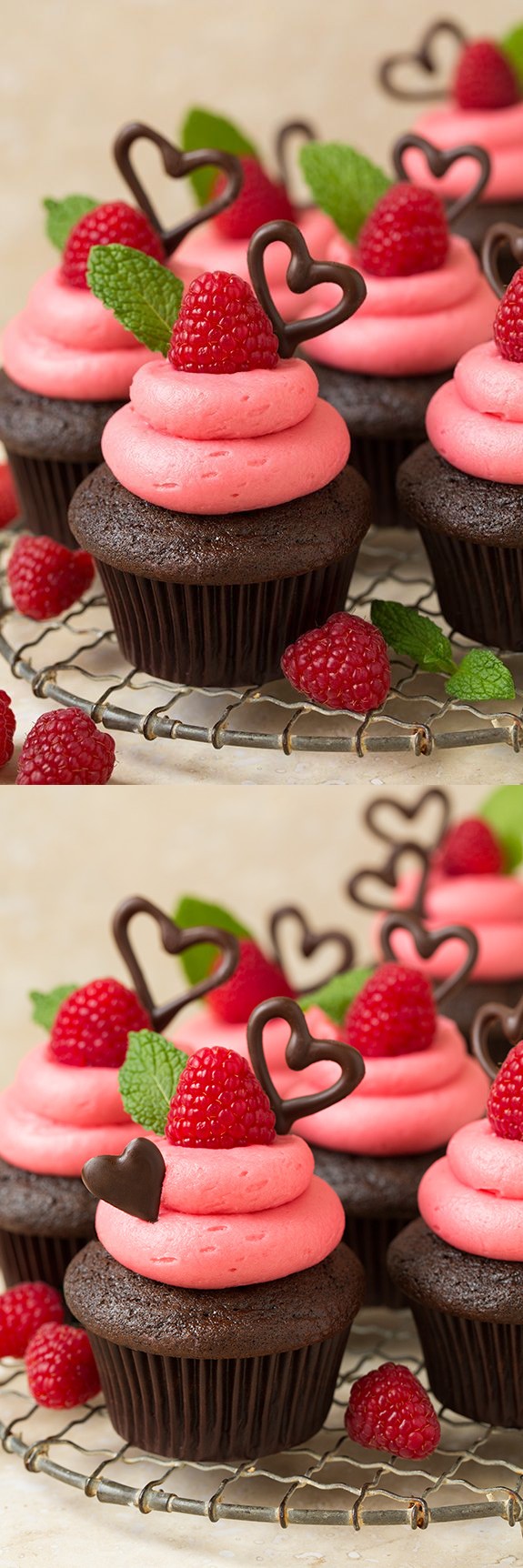 Dark Chocolate Cupcakes with Raspberry Buttercream Frosting