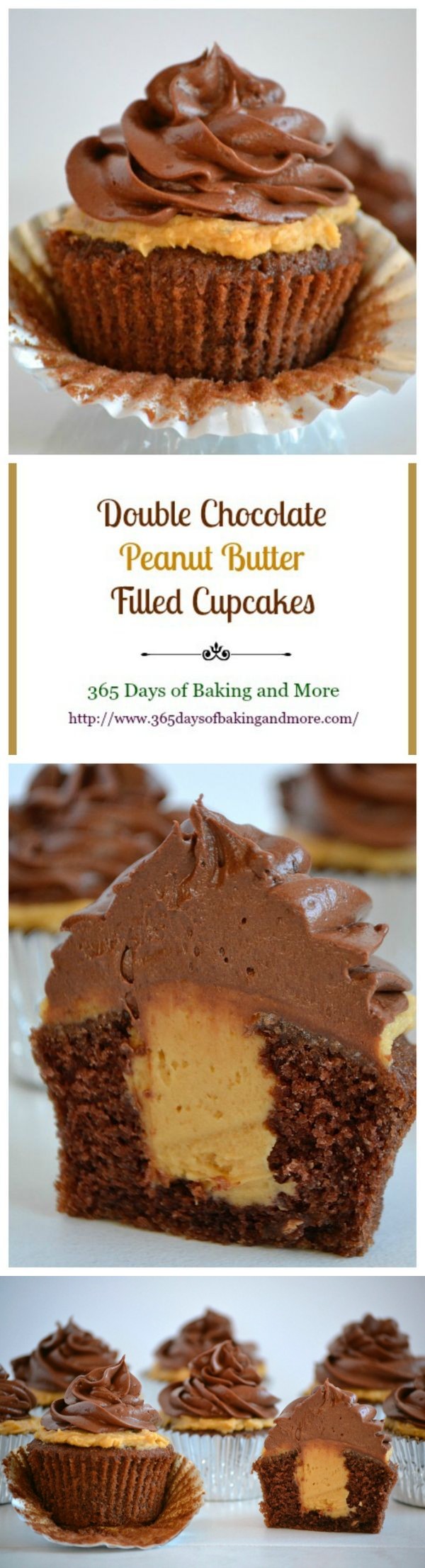 Double Chocolate Peanut Butter Filled Cupcakes