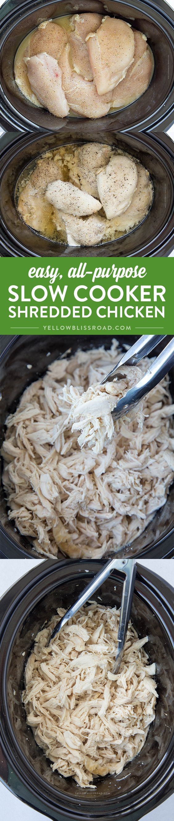 Easy, All-Purpose, Slow Cooker Shredded Chicken