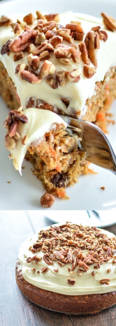 Easy and Moist Carrot Cake with Pecans and Cream Cheese Frosting