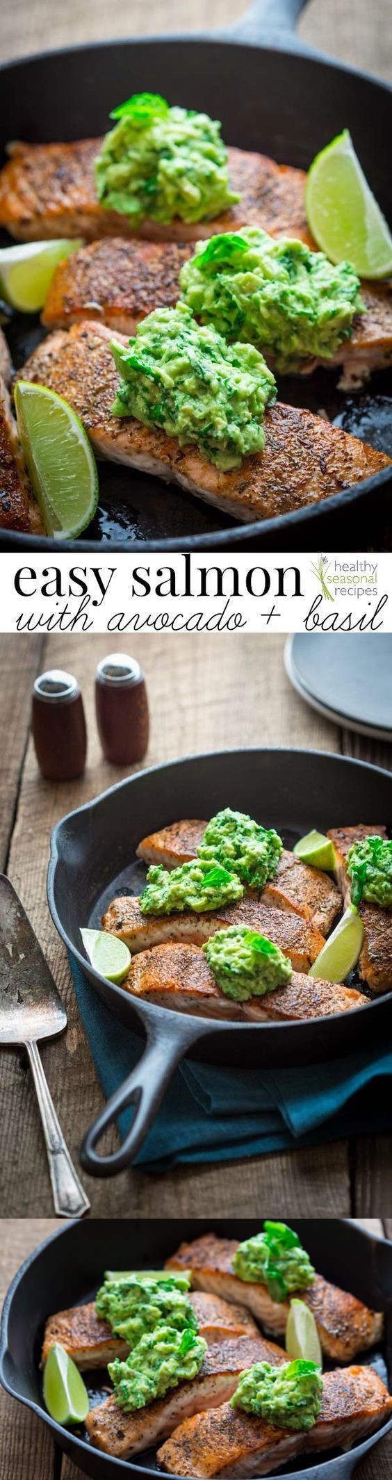 Easy salmon with avocado and basil