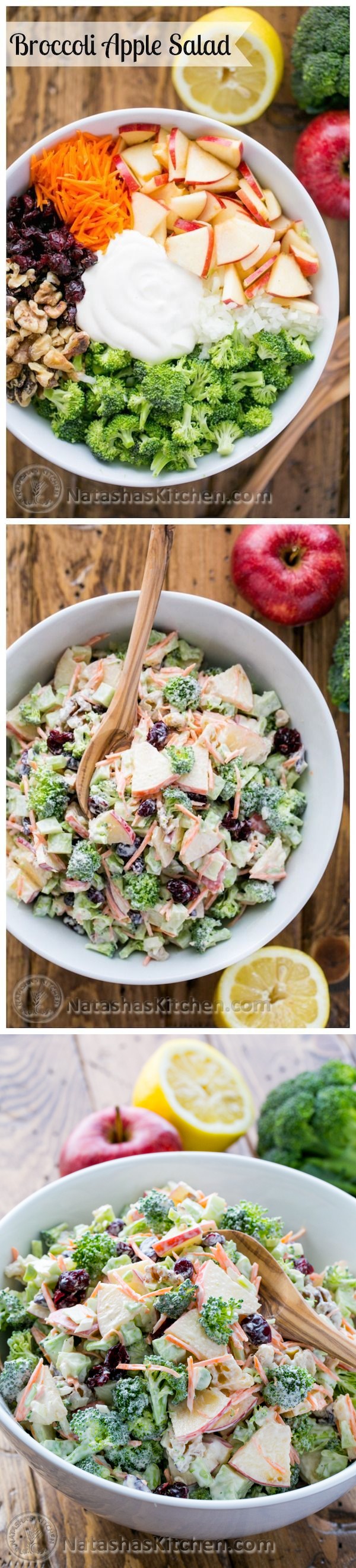 Fresh Broccoli and Apple Salad with Walnuts