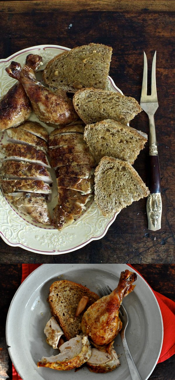 Garlic Roasted Chicken with Garlic Sauce on Garlic Toast (Dairy-Free