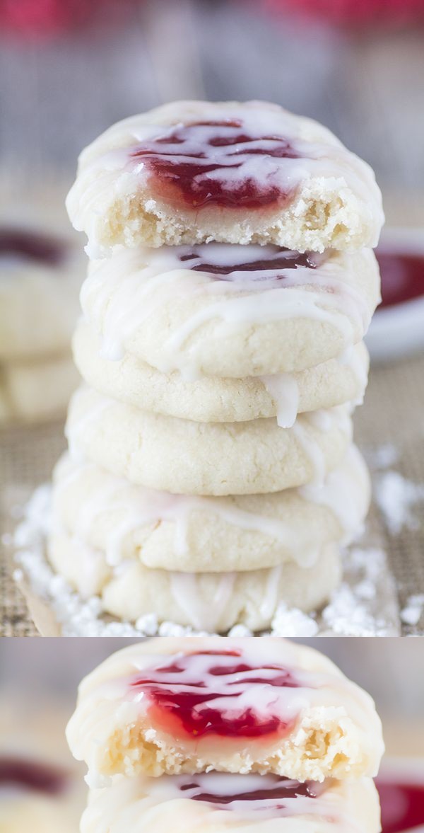 Glazed Strawberry Thumbprint Cookies