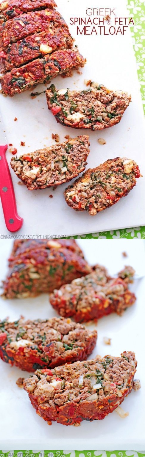 Greek Spinach & Feta Meatloaf