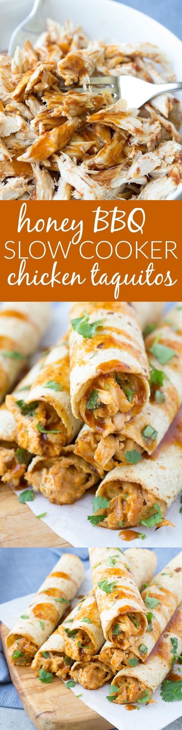 Honey BBQ Slow Cooker Chicken Taquitos