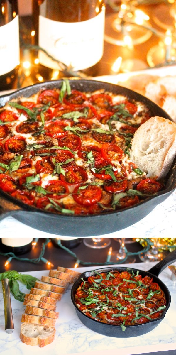 Hot Caprese Dip with Balsamic Glaze