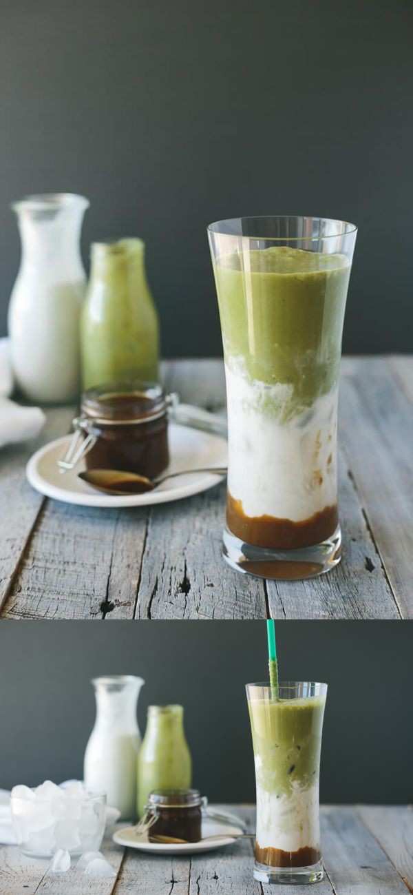 Iced Matcha and Salted Caramel Latte