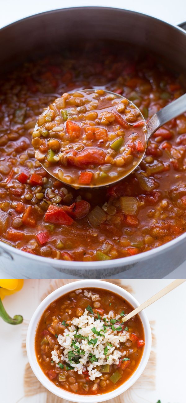 Lentil Stuffed Pepper Soup