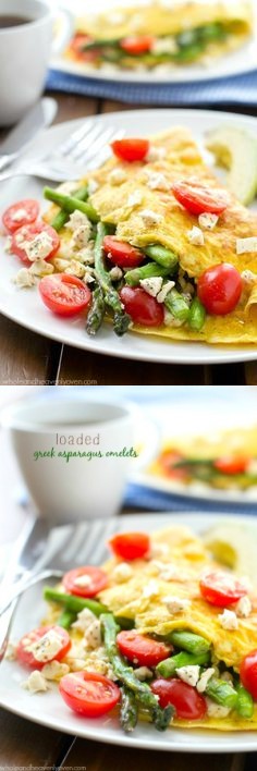 Loaded Greek Asparagus Omelettes