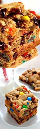 M&M Chocolate Cookie Bars