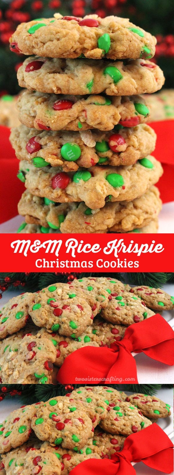 M&M Rice Krispie Christmas Cookies