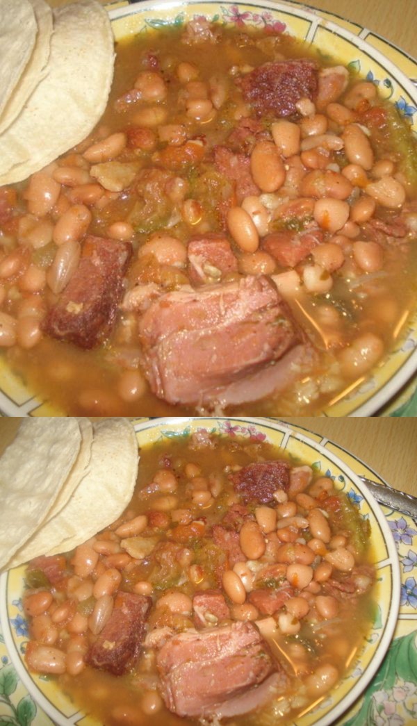 Mexican Charro Pinto Beans, Frijoles Charros Pintos