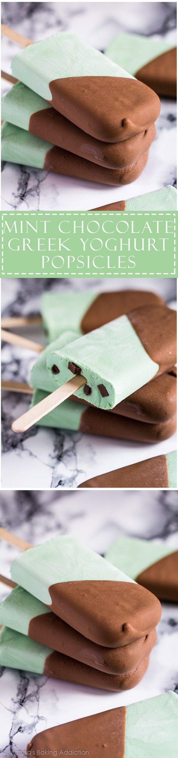 Mint Chocolate Chip Greek Yoghurt Popsicles