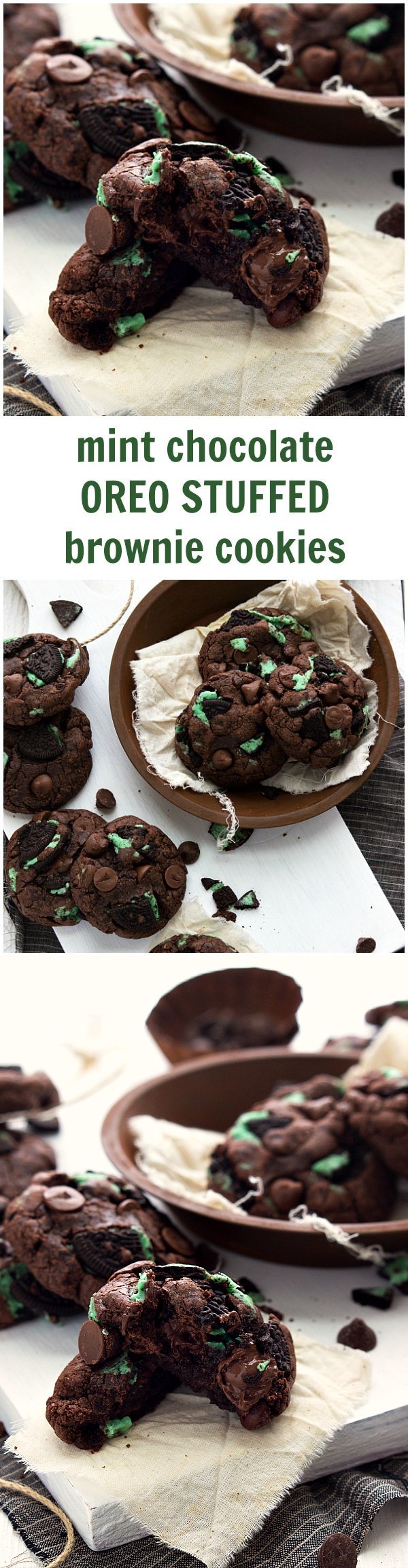 Mint Chocolate Oreo Stuffed Brownie Cookies