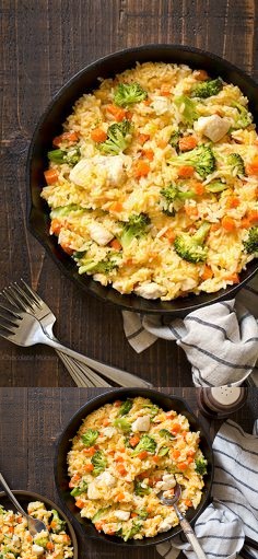 One Pan Cheesy Chicken Broccoli Rice Skillet