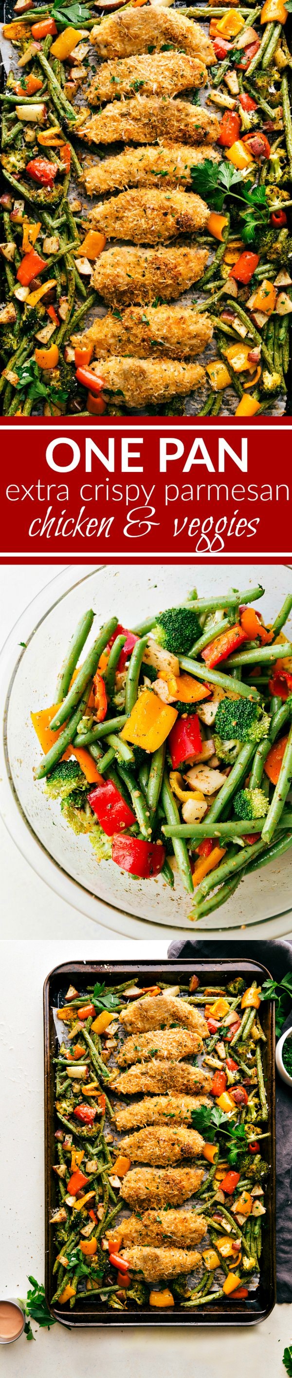 One Pan Crispy Parmesan Chicken & Veggies