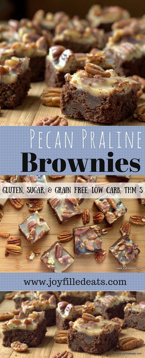 Pecan Praline Brownies – low carb, gluten free, sugar free