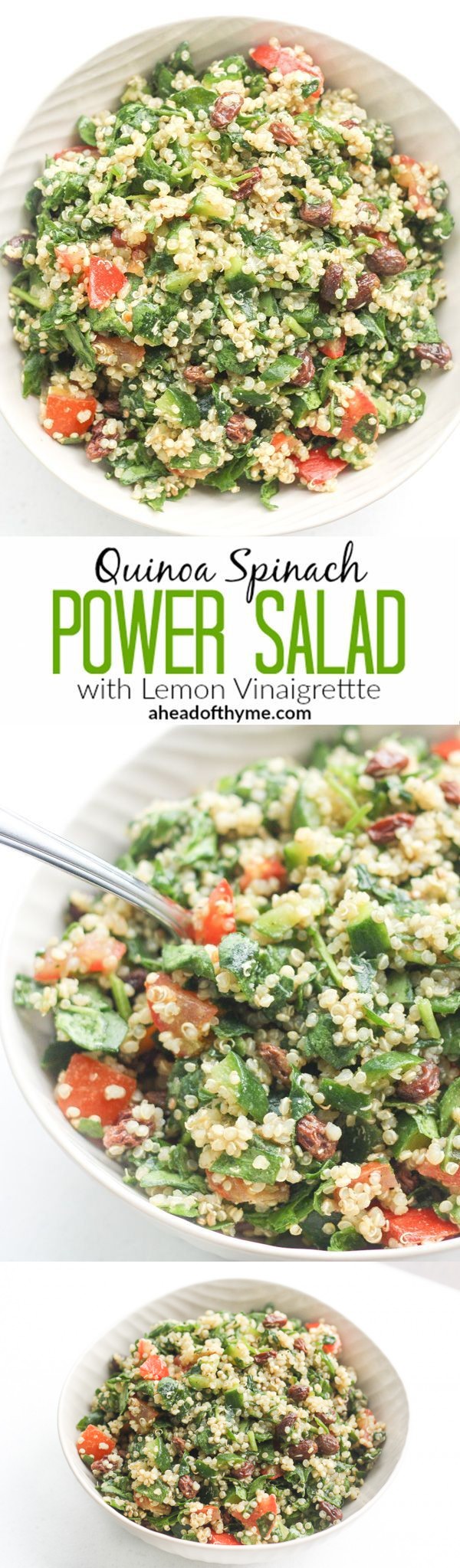 Quinoa Spinach Power Salad with Lemon Vinaigrette