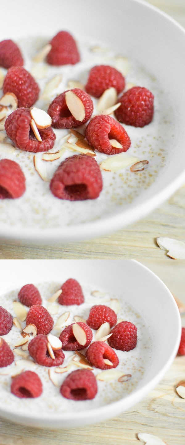 Raspberry Vanilla Almond Breakfast Quinoa