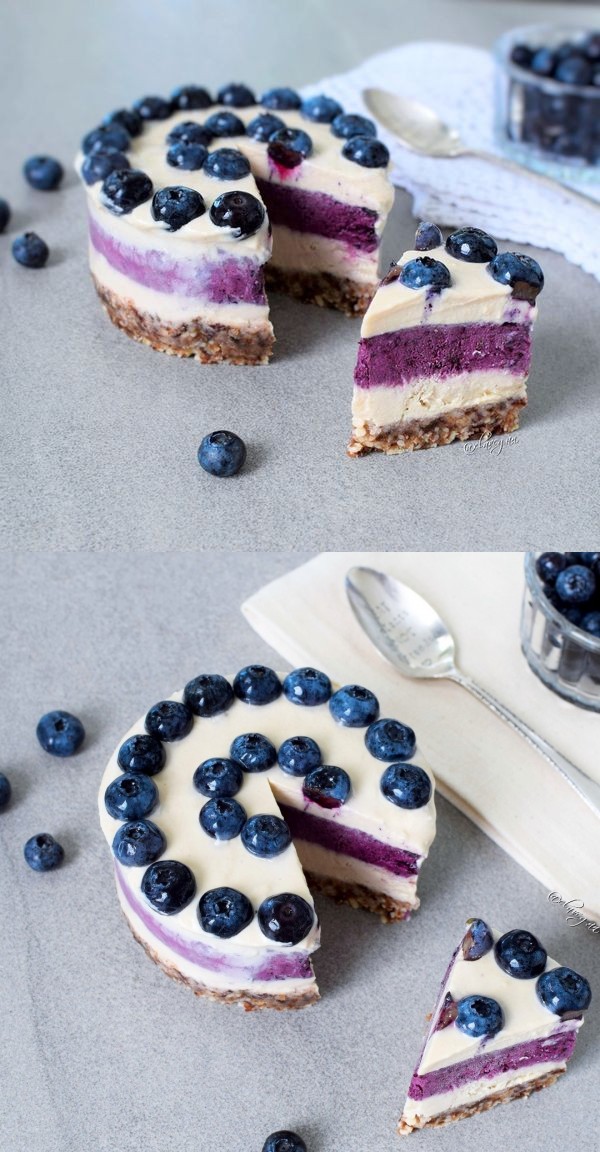 Raw vegan blueberry cheesecake