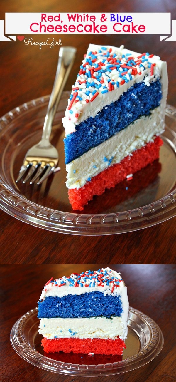 Red, White and Blue Cheesecake Cake