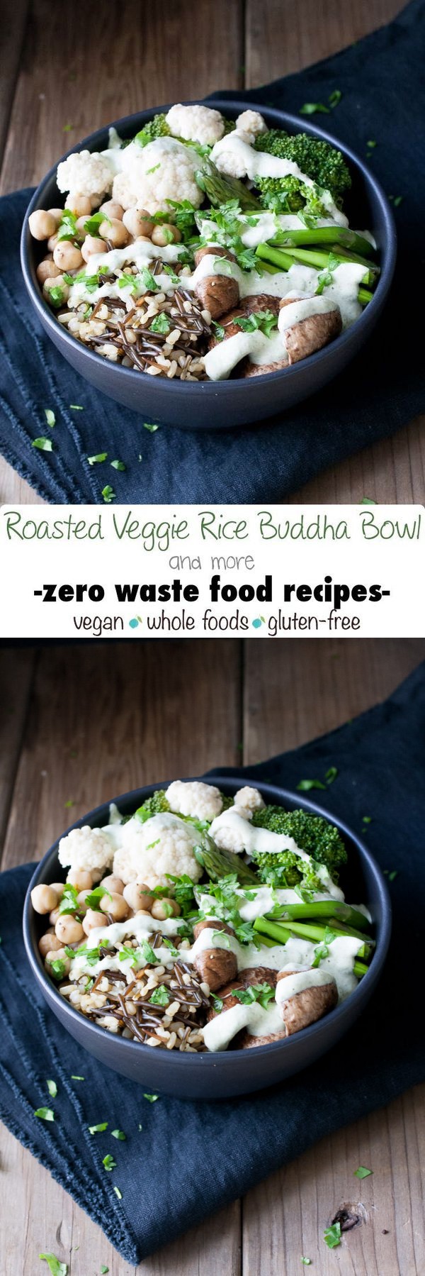 Roasted Veggie and Wild Rice Buddha Bowl with Creamy Lemon Herb Sauce (with optional spice