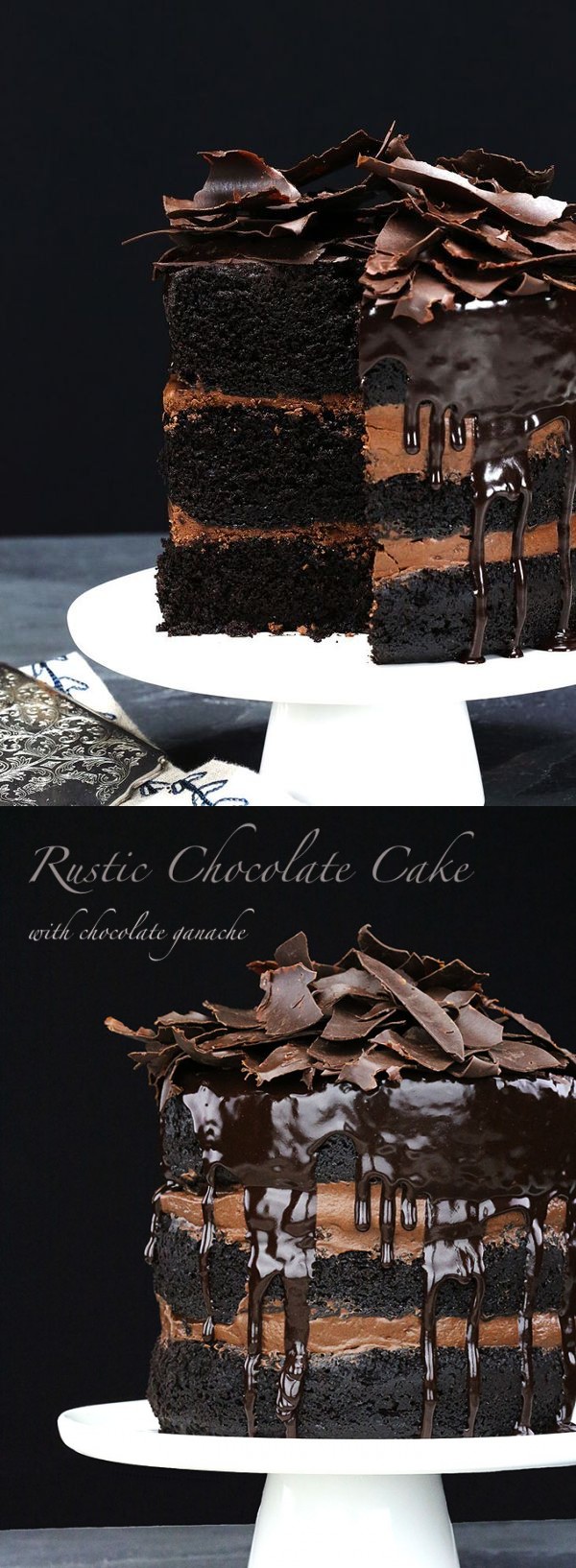 Rustic Chocolate Cake with Ganache