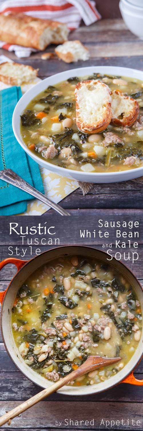 Rustic Tuscan-Style Sausage, White Bean, and Kale Soup