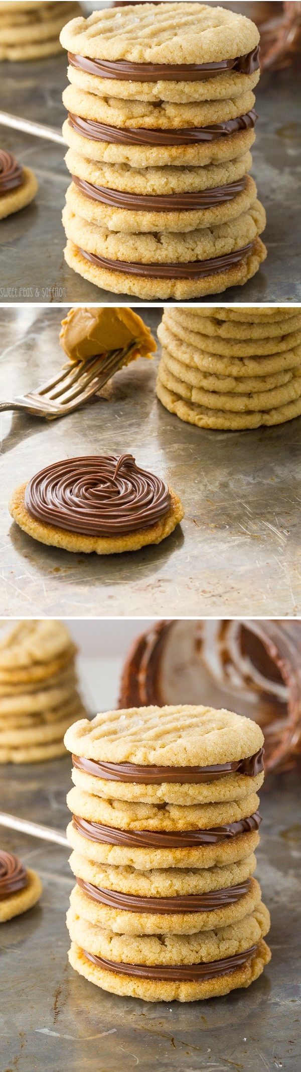 Salted Nutella and Peanut Butter Sandwich Cookies