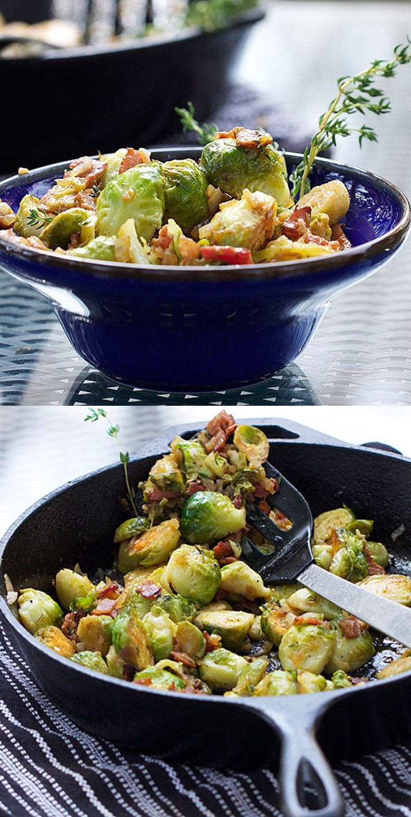 Skillet brussels sprouts with bacon & sherry