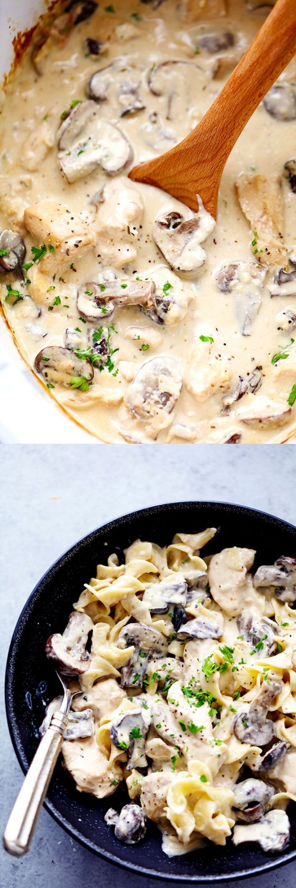 Slow Cooker Chicken and Mushroom Stroganoff