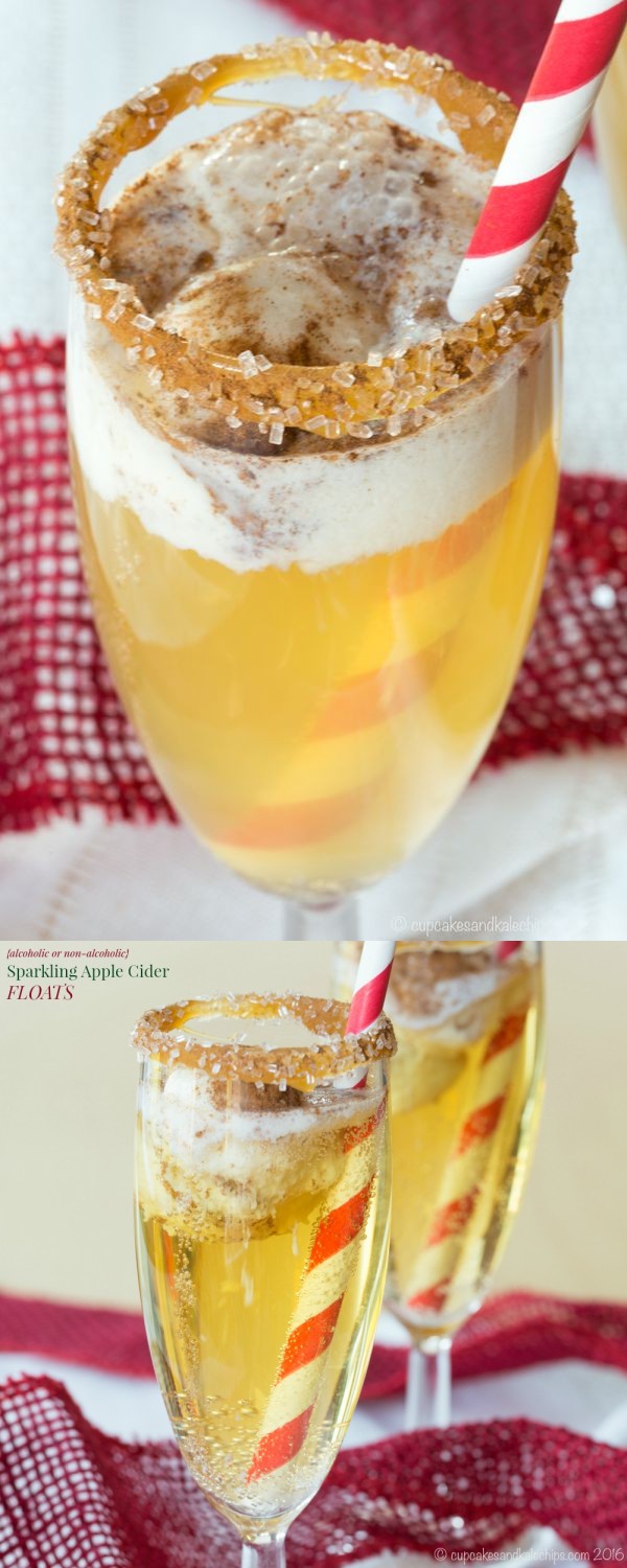 Sparkling Apple Cider Floats (alcoholic and non-alcoholic versions
