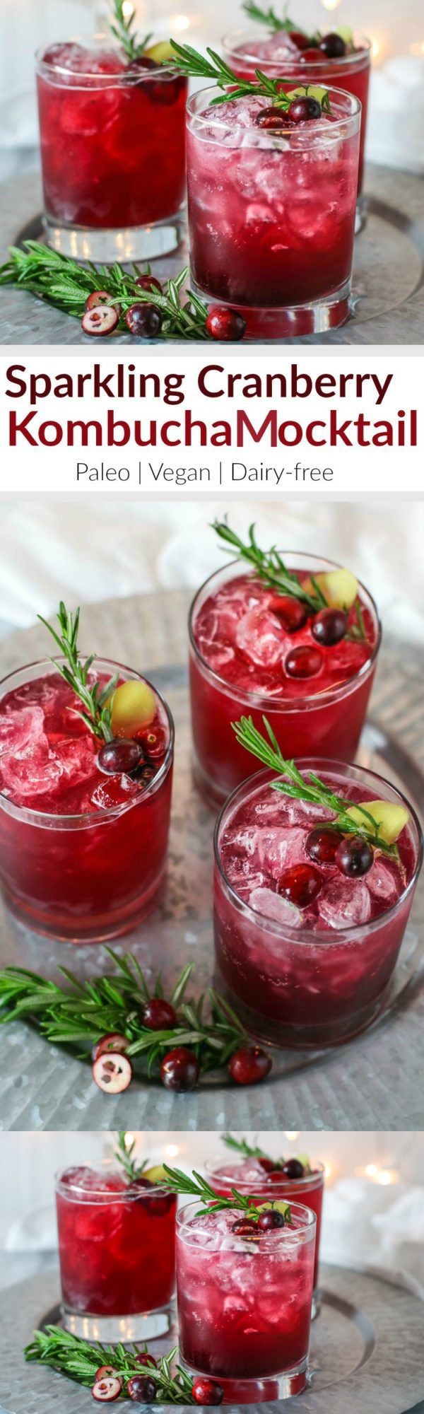 Sparkling Cranberry Kombucha Mocktail