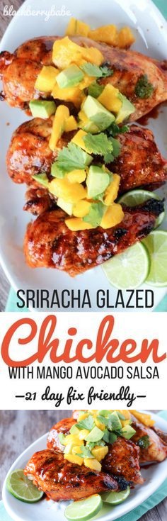 Sriracha Glazed Chicken with Mango Avocado Salsa