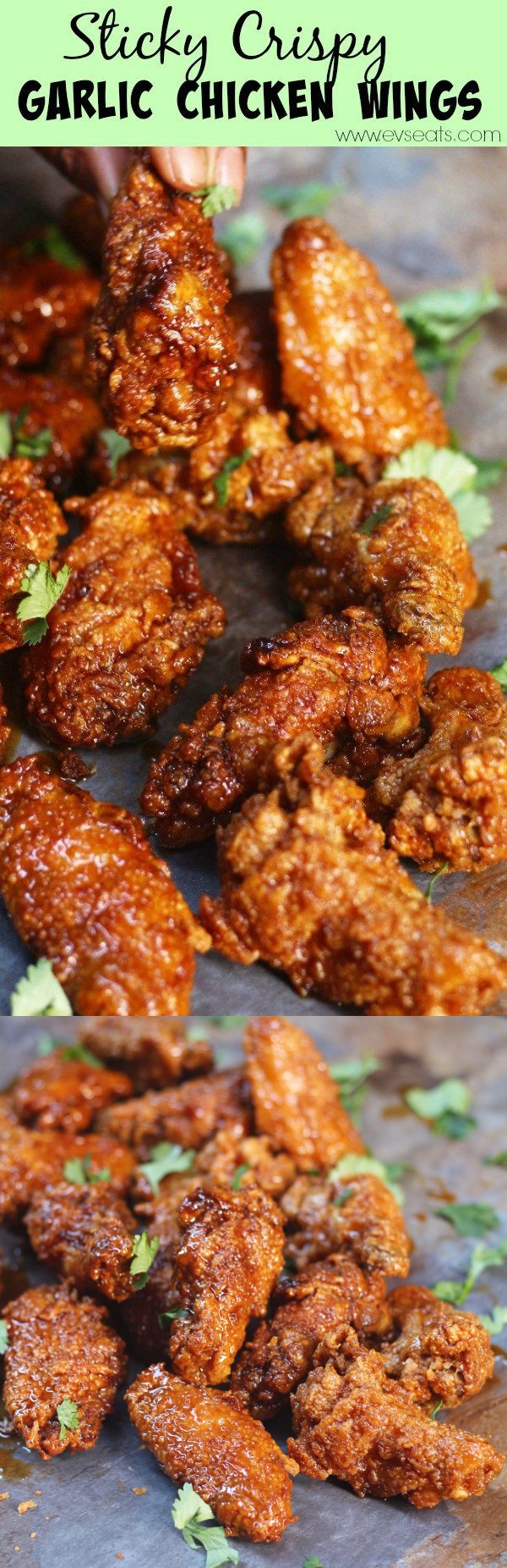 Sticky Crispy Garlic Chicken Wings