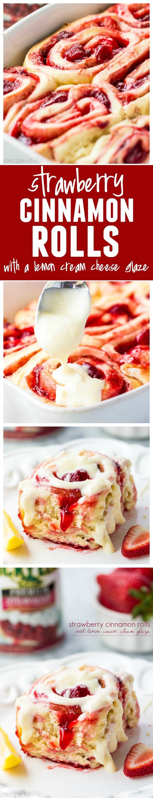 Strawberry Cinnamon Rolls with Lemon Cream Cheese Glaze