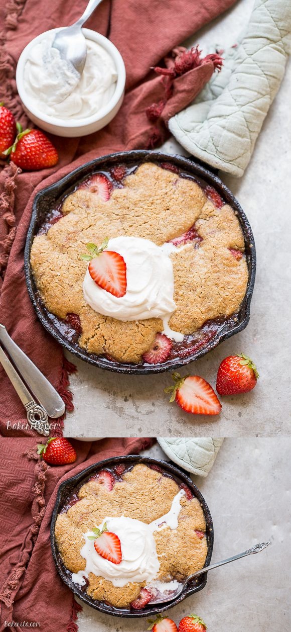 Strawberry Cobbler (Gluten Free, Paleo + Vegan