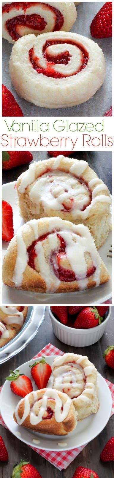 Strawberry Rolls with Vanilla Glaze and a Giveaway