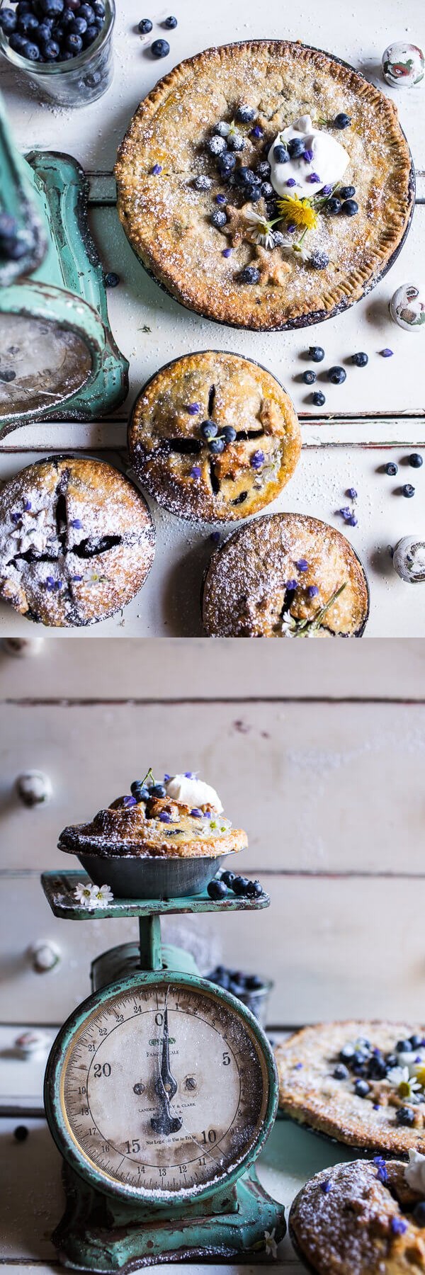 Sweet Blueberry Buttermilk Pies with Chamomile Cream