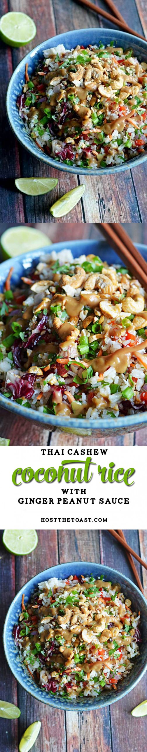Thai Cashew Coconut Rice with Ginger Peanut Sauce