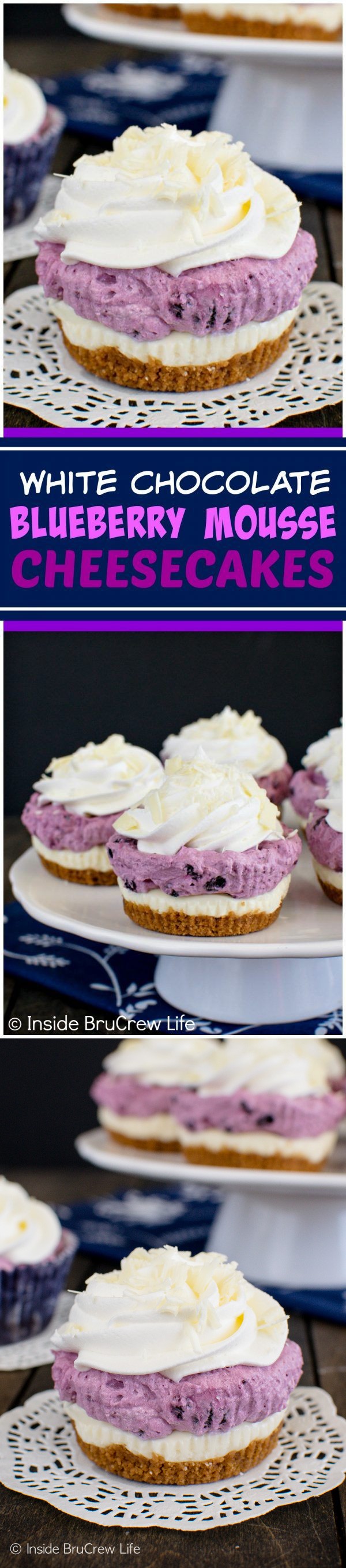 White Chocolate Blueberry Mousse Cheesecakes