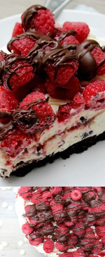 White Chocolate Raspberry Truffle No Bake Cheesecake