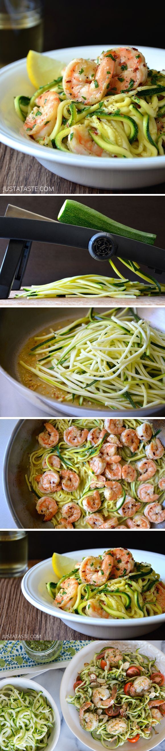 Zucchini Noodles and Grilled Shrimp with Lemon Basil Dressing