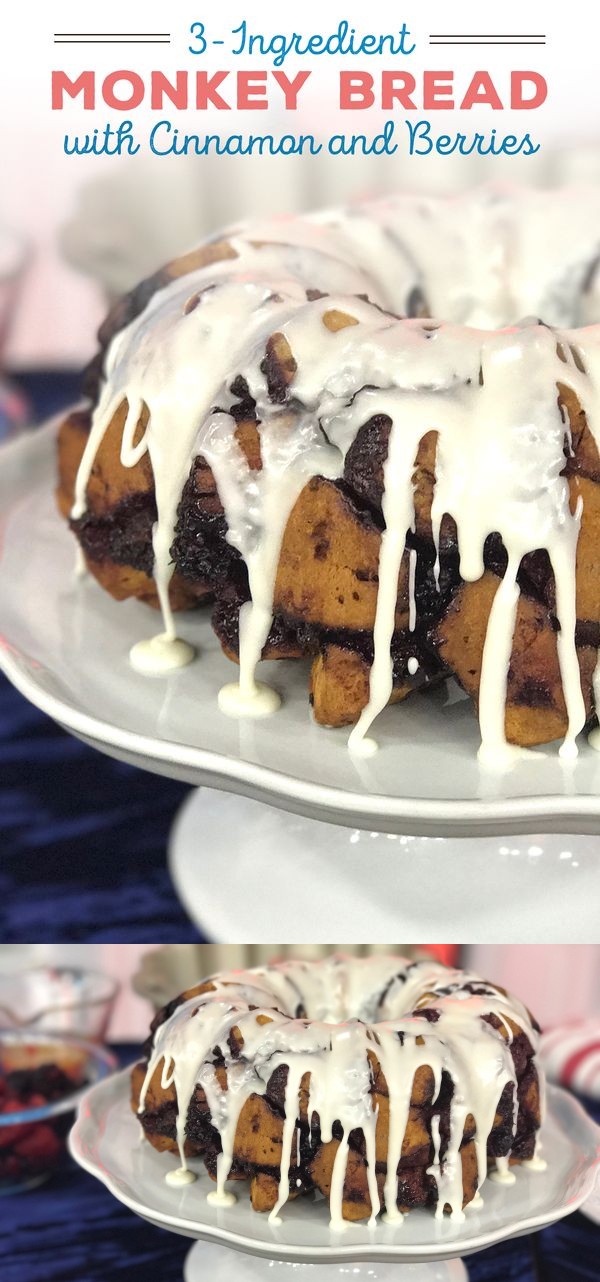 3-Ingredient Cinnamon Monkey Bread with Berries