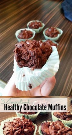 3-Ingredient Healthy Chocolate Muffins