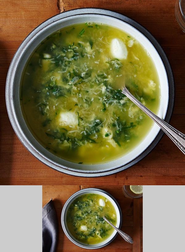 A Lighter Spinach and Parmesan Egg Drop Soup