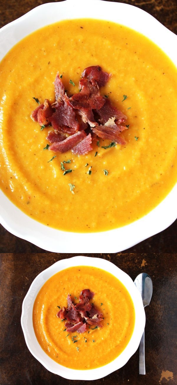 Apple and Butternut Squash Soup with Bacon