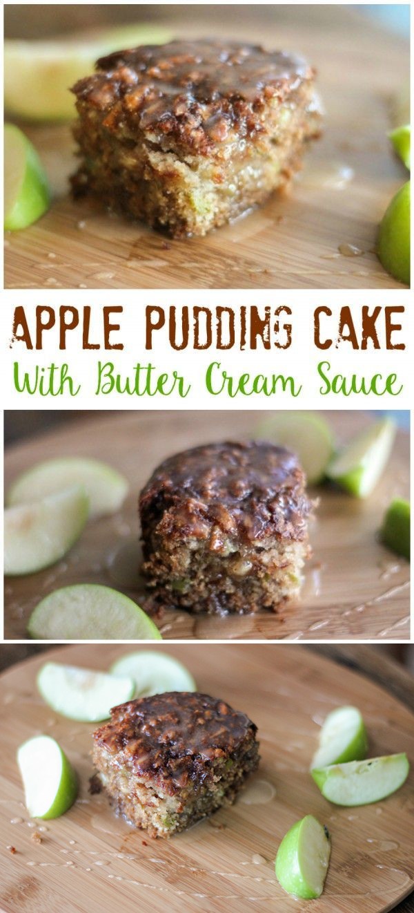 Apple Pudding Cake with Butter Cream Sauce